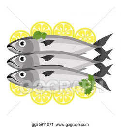 Vector Art - Fish with parsley and lemon. Clipart Drawing ...