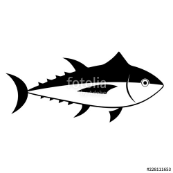 Tuna fish silhouette icon. Seafood clipart isolated on white ...