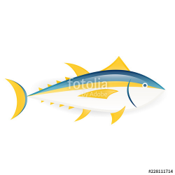 Yellowfin tuna fish icon. Seafood clipart isolated on white ...