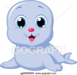 Vector Stock - Cute baby seal cartoon. Clipart Illustration ...