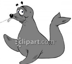 Cartoon Seal Waving - Royalty Free Clipart Picture