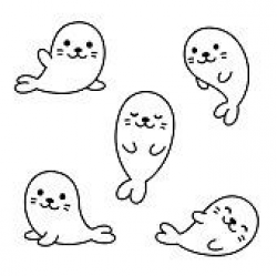 Cute cartoon baby seal pups. Simple modern vector ...
