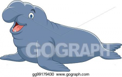 Vector Clipart - Cartoon elephant seal isolated on white ...
