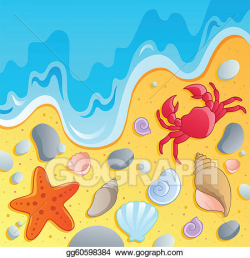 Clip Art Vector - Beach with shells and sea animals 1. Stock ...