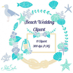 Beach Wedding Clipart Nautical Wedding Invitation Clip Art ...