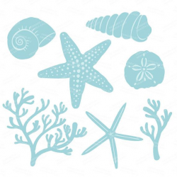 Premium Vector Seashells Clipart in Blue Mint Blue | Beach ...