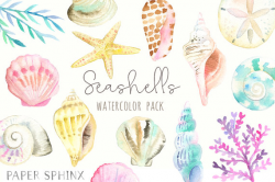 Watercolor Seashells Clipart - Nautical Watercolor Clip Art ...