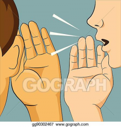 Vector Art - Woman whispering into someone ear telling her ...