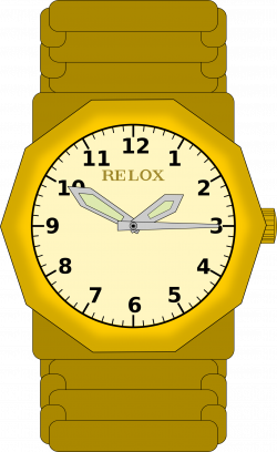 Clipart - reloj de pulsera - watch in gold - montre d'or