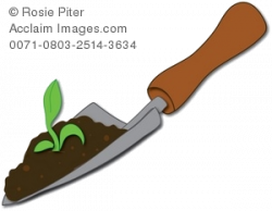 Soil Clipart Illustration Of Garden Spade With And Seedling ...