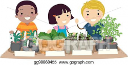 Vector Art - Stickman kids seedling market illustration. EPS ...