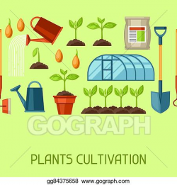 Vector Art - Seamless pattern with agriculture objects ...