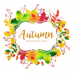 Beautiful Watercolor Autumn Leaves Frame, Background, Autumn ...