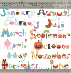 Seasonal Clipart and Scrapbook Titles -Personal and Limited Commercial Use-  Month Names Clip art