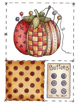 Pincushion, buttons.......country | Sewing | Sewing clipart ...