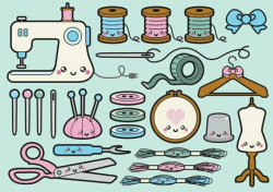 Kawaii Sewing clipart thème couture et broderie | Ball-Point ...