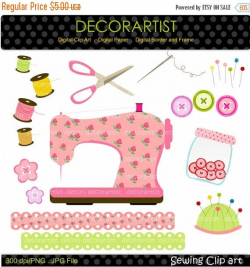 ON SALE Sewing clipart, sewing machine craft digital clipart for  scrapbooking, button, INSTANT Download