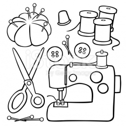 A variety of cartoon sewing design elements: a sewing ...