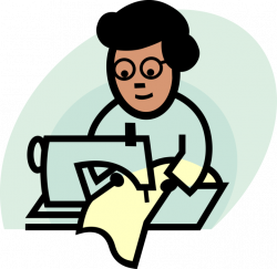 Seamstress with Sewing Machine - Vector Image