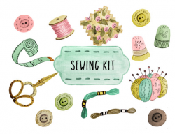 Sewing clipart, seamstress clipart, button clipart ...