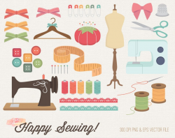 BUY 2 GET 1 FREE Sewing clipart - sewing clip art - fashion clipart -  fashion clip art - sewing machine button clipart - commercial use ok
