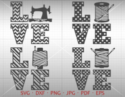 Love Sewing Svg, Love Sew Clipart, Chevron, Polka Dot, Checker Sewing  Vector DXF Silhouette Cricut Cut Files Commercial Use