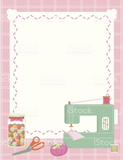 Sewing Machine and accessories border and background ...