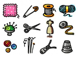 Hand-drawn color icons - sewing | craft website | Sewing ...