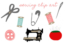 Sewing accessories clipart graphics on creative market ...