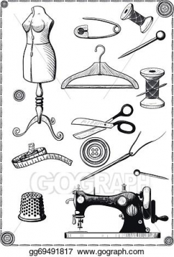 Vector Art - Sewing accessories. Clipart Drawing gg69491817 ...