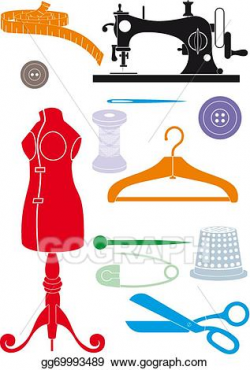 Vector Stock - Sewing accessories. Clipart Illustration ...