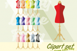 Vintage mannequins clipart, dress forms clipart, sewing clipart, clothes  design cliparts, mannequin print, dress form