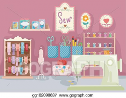 EPS Vector - Sewing room. Stock Clipart Illustration ...
