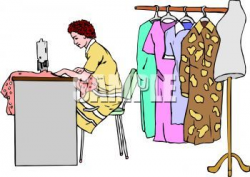 Royalty Free Clipart Image: Seamstress Sewing Clothes ...