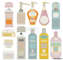 A collection ofcleaning supplies and forms - a bottle, a ...