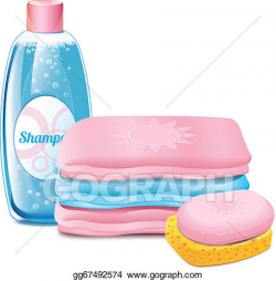 Clip Art Vector - Shampoo soap towel . Stock EPS gg67492574 ...