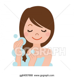 Stock Illustration - Woman washing her hair with shampoo ...