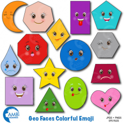 Emoji Clipart, Faces Clipart, Feelings Clipart, Geometric Shapes ...
