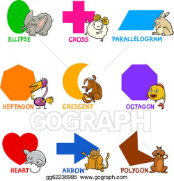 Vector Clipart - Basic geometric shapes with cartoon animals ...