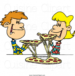 Cuisine Clipart of a Young Couple Sharing Pizza by toonaday - #14465