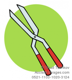 Clipart Image of A Green Circle and a Set of Pruning Shears
