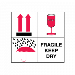 Brady Shipping Label Fragile Keep Dry 100x100 500 per Roll 834441 ...