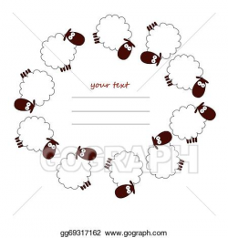 Vector Stock - Round frame of white sheep . Clipart ...