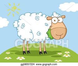 EPS Vector - Barnyard sheep eating grass . Stock Clipart ...