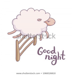 Cute sleeping sheep vector illustration. Poster about sleep ...