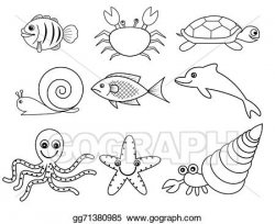 EPS Illustration - Sea and shell animals. Vector Clipart ...