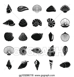 Clipart - Sea shell icons set, simple style. Stock ...