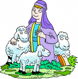 Image: Kneeling Shepherd in Purple Robe With His Sheep | Shepherd ...