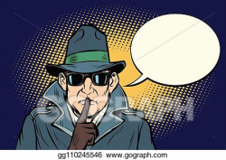 Vector Illustration - Spy shhh gesture man silence secret ...