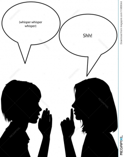 Whisper Shh Silhouette Women Tell Secrets Illustration ...